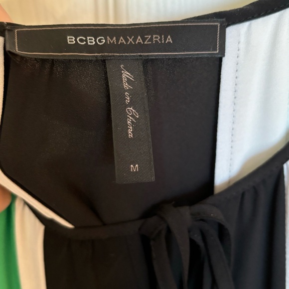 BCBGMaxazria Iona Dress Color-block Shoulder Slits Pleated Midi Medium - Picture 6 of 9